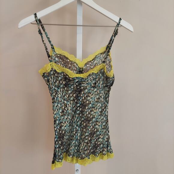 Vintage Express Sheer Cami Mesh Babydoll Tank Silk Ditsy Floral 90s Y2K Fairy - Picture 4 of 7